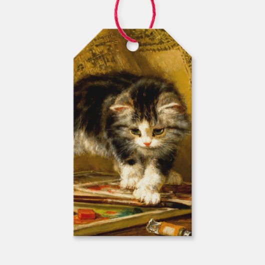 毛筆絵を描付きの子猫 ギフトタグ (正面)