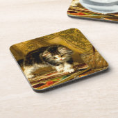 毛筆絵を描付きの子猫 コースター (左側)