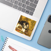 毛筆絵を描付きの子猫 シール (ノートパソコンとiPhone)