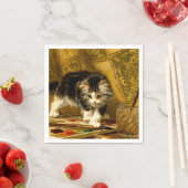 毛筆絵を描付きの子猫 スタンダードカクテルナプキン (インサイチュ)