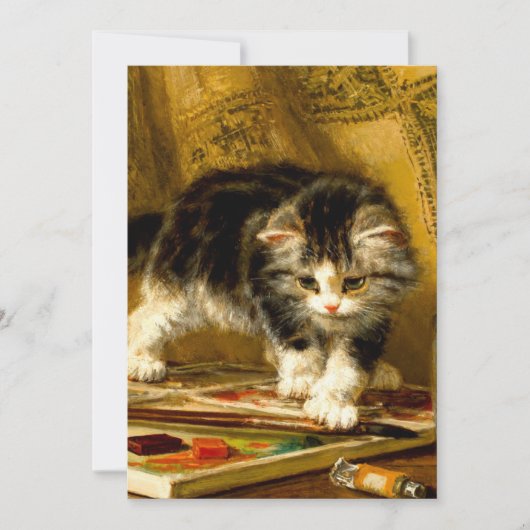 毛筆絵を描付きの子猫 セーブザデート (正面)