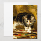 毛筆絵を描付きの子猫 セーブザデート (正面/裏面)