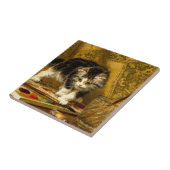 毛筆絵を描付きの子猫 タイル (側面)