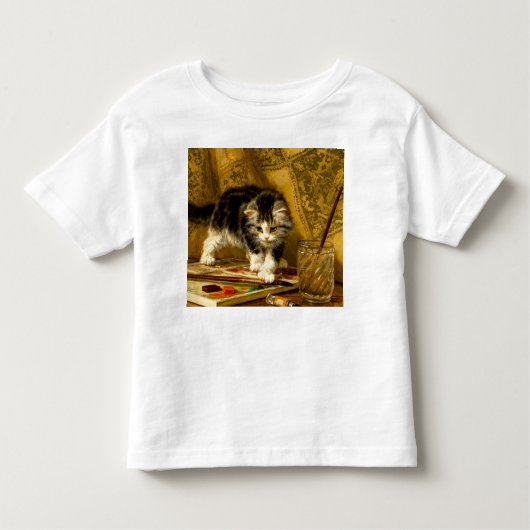 毛筆絵を描付きの子猫 トドラーTシャツ (正面)