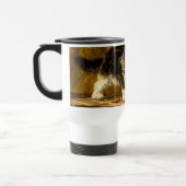 毛筆絵を描付きの子猫 トラベルマグ (左)