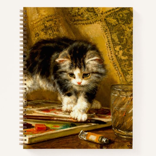 毛筆絵を描付きの子猫 ノートブック (正面)