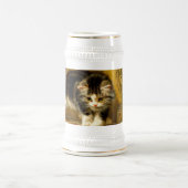 毛筆絵を描付きの子猫 ビールジョッキ (中央)