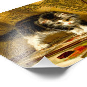 毛筆絵を描付きの子猫 フォトプリント            (角)