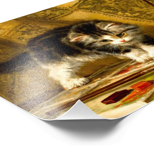 毛筆絵を描付きの子猫 フォトプリント (角)