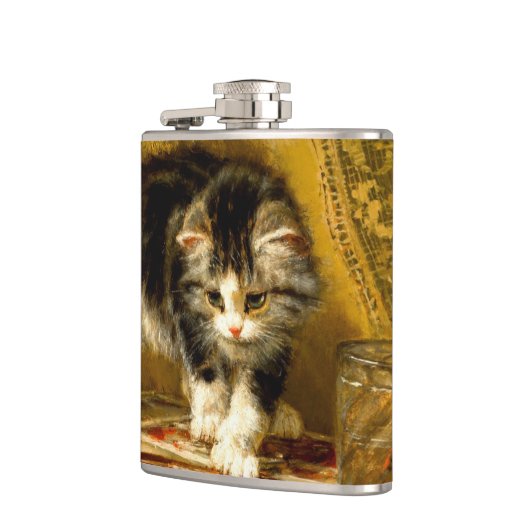 毛筆絵を描付きの子猫 フラスク (左)