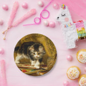 毛筆絵を描付きの子猫 ペーパープレート (パーティー)