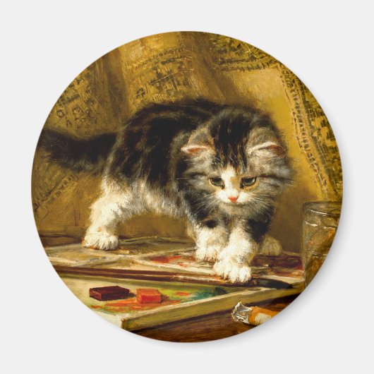 毛筆絵を描付きの子猫 マグネット (正面)