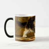 毛筆絵を描付きの子猫 モーフィングマグカップ (左)