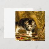 毛筆絵を描付きの子猫 招待状 (正面/裏面)