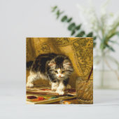 毛筆絵を描付きの子猫 招待状 (スタンド正面)