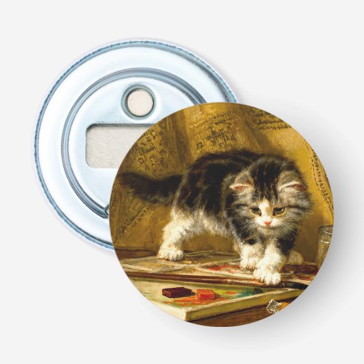 毛筆絵を描付きの子猫 栓抜き (正面)