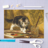 毛筆絵を描付きの子猫 薄葉紙 (クラフト)