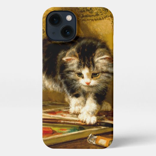 毛筆絵を描付きの子猫 iPhoneケース (裏面)