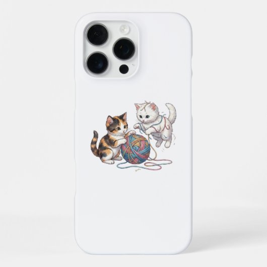 毛糸のボールで遊ぶかわいい子猫のiPhoneケース iPhoneケース (裏面)