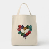 毛糸の玉のハート トートバッグ (裏面)