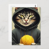 毛糸の玉を持つ猫 ポストカード (正面/裏面)