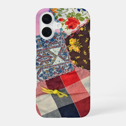 毛糸の結び目のあるクレイジーキルト iPhone 16ケース (裏面)