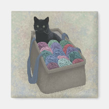 毛糸の袋に入った黒猫