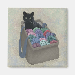毛糸の袋に入った黒猫 マグネット