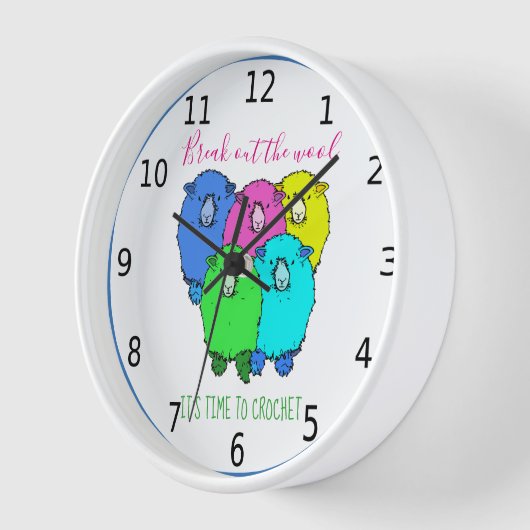 毛糸を切り取り、編み針を打つ時間だ 壁時計 (傾斜)