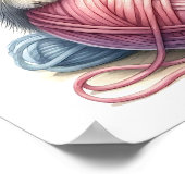 毛糸ネコのボールが可愛お洒落い子猫 ポスター (角)