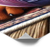 毛糸ボールを敷いたドバーマンパピーカラフル ポスター (角)