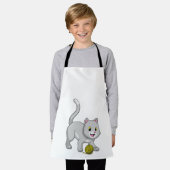 毛糸ボール付き猫 エプロン (着用した状態)