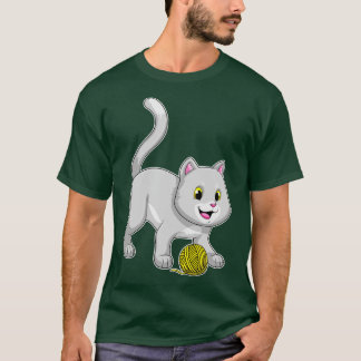 毛糸ボール付き猫 Tシャツ