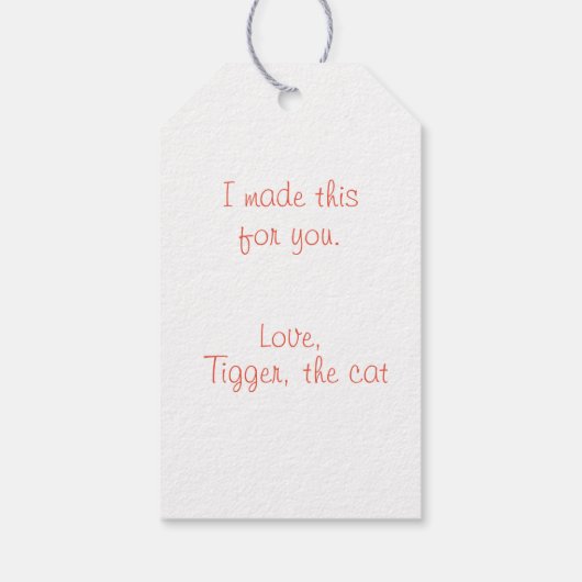 毛糸付きフワフワ猫とスカーフギフトラベル ギフトタグ (裏面)