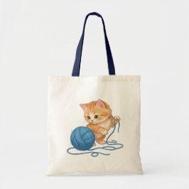 毛糸玉と可愛いオレンジの子猫 安価 トートバッグ