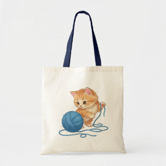 毛糸玉と可愛いオレンジの子猫 安価 トートバッグ