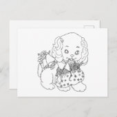 毛糸着色ページを必要とする編み物のある子犬 ポストカード (正面/裏面)