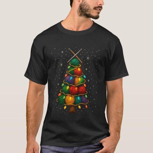 毛糸 クリスマス ツリー かぎ針編み 編み物 編み物好き キルト Tシャツ (正面)