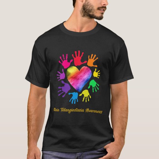 毛細血管拡張症認知ハンド アタクシア 毛細血管拡張ギフト Tシャツ (正面)