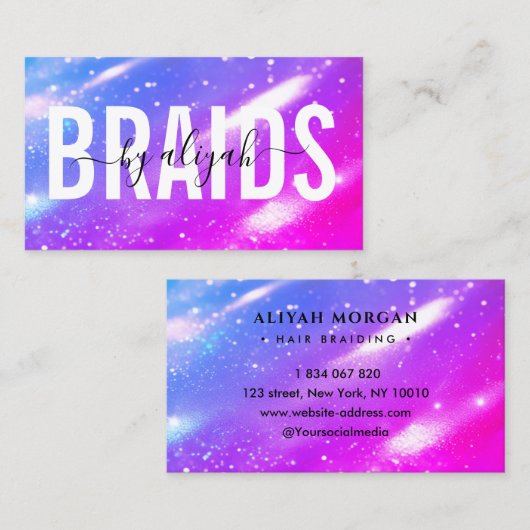 毛編みタイポグラフィホログラフィはっきりしたック 名刺 (正面/裏面)