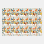 毛織お洒落の帽子とスカーフの漫画の鶏 ラッピングペーパーシート (正面)