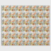 毛織お洒落の帽子とスカーフの漫画の鶏 ラッピングペーパー (フラット)