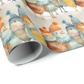 毛織お洒落の帽子とスカーフの漫画の鶏 ラッピングペーパー (ロールコーナー)