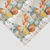 毛織お洒落の帽子とスカーフの漫画の鶏 薄葉紙 (詳細)