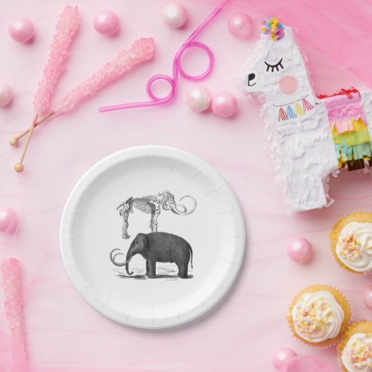 毛織のマンモスプリヒストリックエレファントとスケルトン ペーパープレート (パーティー)