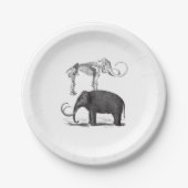 毛織のマンモスプリヒストリックエレファントとスケルトン ペーパープレート (正面)