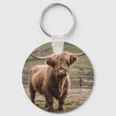 **「毛織の茶色い高地の牛の毛皮の陛下** キーホルダー (正面)