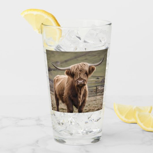 **「毛織の茶色い高地の牛の毛皮の陛下** タンブラーグラス (アイス正面)