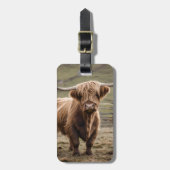 **「毛織の茶色い高地の牛の毛皮の陛下** ラゲッジタグ (正面縦)
