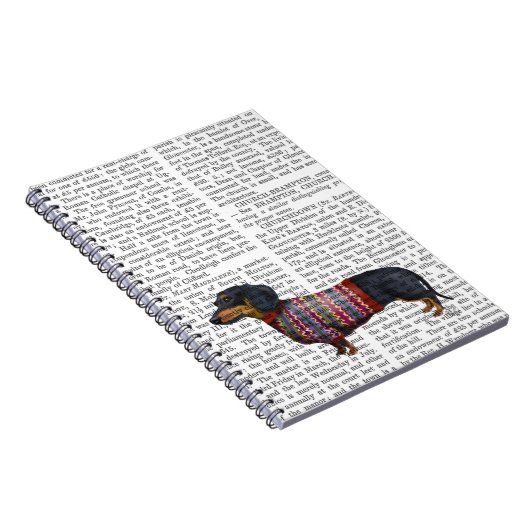 毛織りのセーターを着たダックスシュント ノートブック (右側)